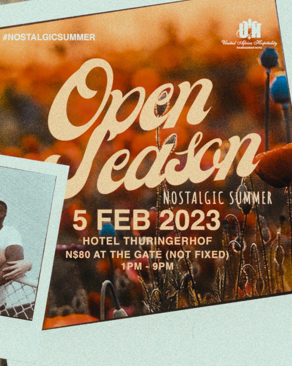 openseason_na's tweet photo. New Year, New Season 🌻
05th Feb | 13:00 to 21:00
Hotel Thuringerhof 📍
Entrance: N$80.00 (Not fixed)
#NostalgicSummer #OpenSeasonSundays https://t.co/g4bDltSLnj