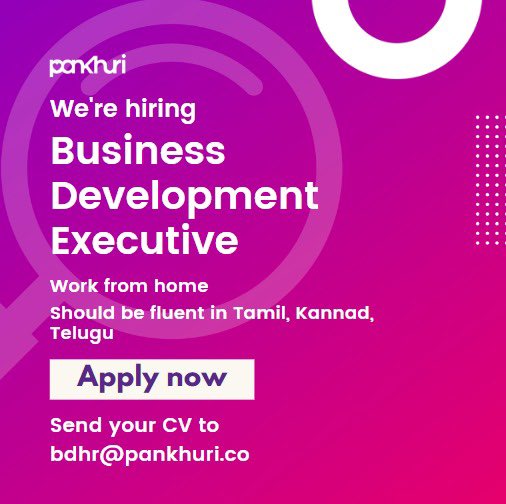 WE ARE HIRING 
Team Pankhuri is glowing and growing ✨

We are looking for passionate Business Development Executive to join our team. 📹

It’s a fun loving environment to work in you’ll be just as lucky to have us as we will to have you 🤩

 #hiring #businessdevelopmentexecutive
