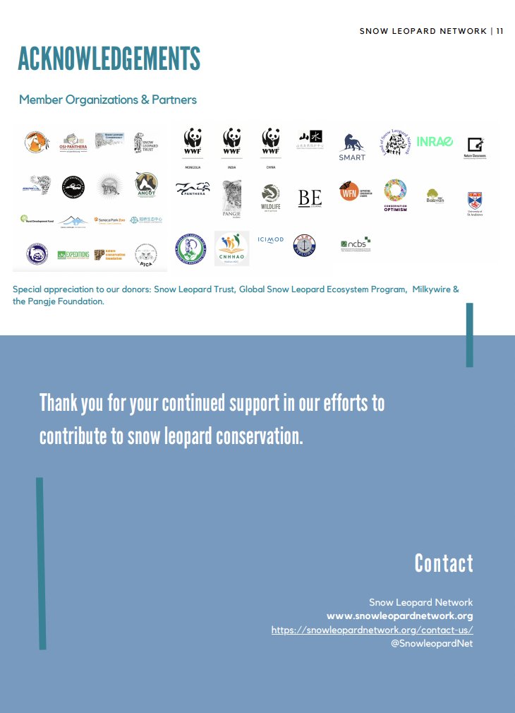 SLN is not possible without these org & partners-keep roaring 4 #snowleopards
@SLF_PAK 
@snowleopardkg   
@ShanCenter 
@PantheraCats 
@SnowLeopardCons 
@snowleopards  
@SMARTCnsvTools 
@ncfindia 
@WWFINDIA 
@wwfRU 
@IlbirsF 
@ConservOptimism
@NatrClassrooms 
@tajwildlife