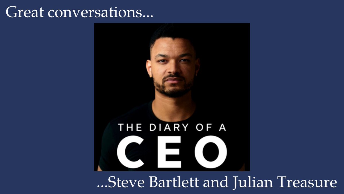 This week I have enjoyed scrolling through the Steve Bartlett/Diary of a CEO, Moments Episodes. In his conversation with Julian Treasure, they speak about the importance of tuning in and accepting responsibility for your voice. Definitely worth a listen...t.ly/lwOJ