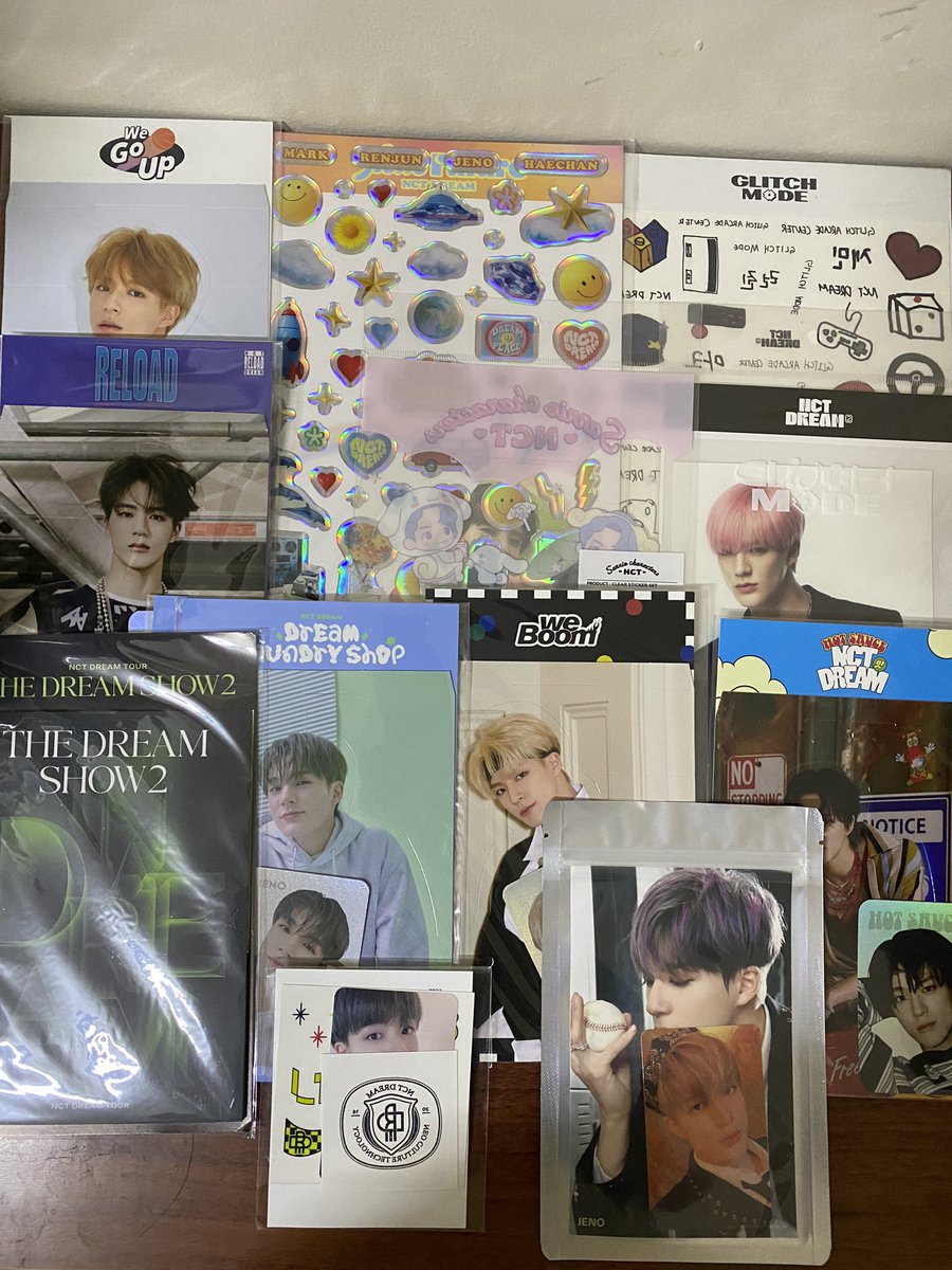 WTS LFB NCT Dream Jeno official md 

✨On hand✨
- Sealed 
Payo/ 3 days dop 

- 500 each 
We go up 
Reload 
Glitch mode 
Hot sauce 
We boom 
Universe 

- 600 each 
Laundry shop 
Smcu ar tattoo 
Sanrio sticker set 

- 750 each 
Tds2 ar set 
Glitch mode sticker 
Hello future epoxy
