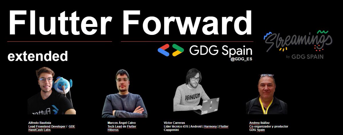 andreuibanez's tweet image. El próximo 25 y 26 de enero no os perdáis el #FlutterForward del @GDG_ES dos streamings con analistas expertos, info: blog.gdg.es/2023/01/flutte… con @GoogleDevEurope (nuevo logo de Streamings del GDG Spain por @icynthia )