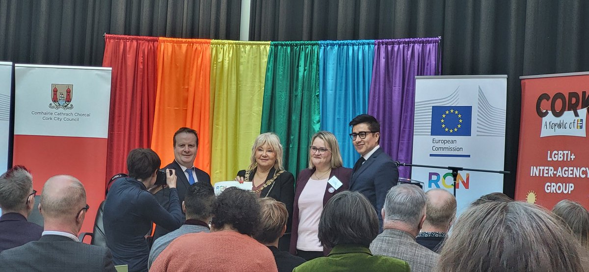 CorkHealthyCity's tweet photo. Congratulations @corkcitycouncil @CorkLGBTweek on the achievement and receipt of the #RainbowCities parchment 👏 https://t.co/w09klFBqzY