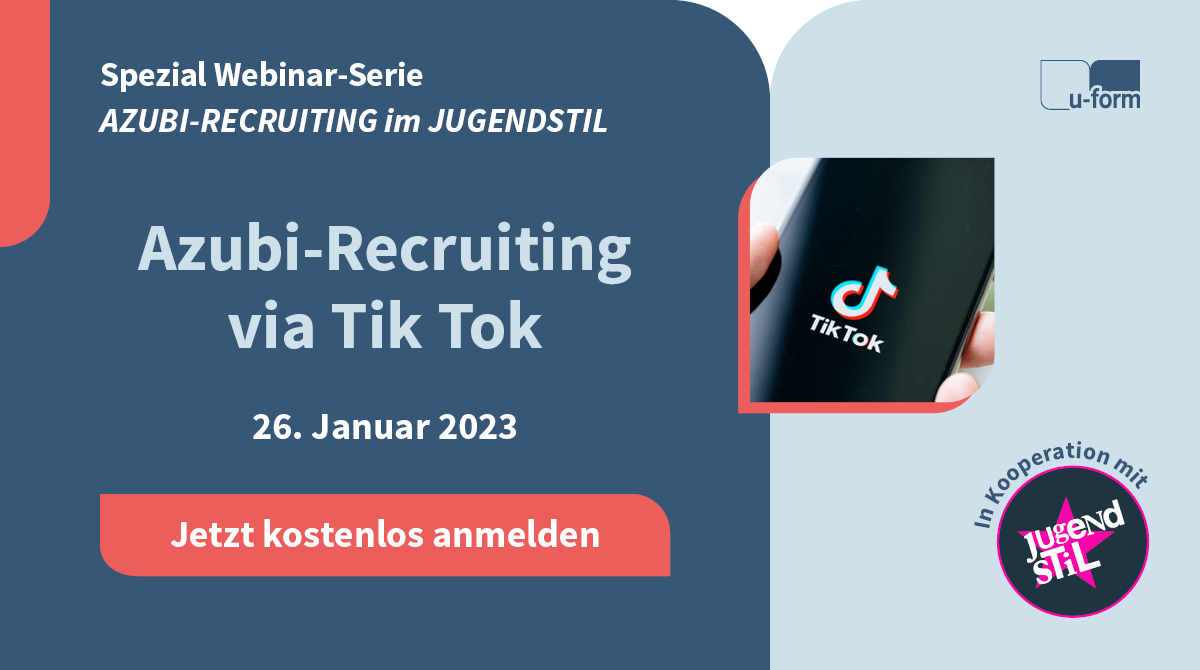 u_form_ts's tweet photo. TikTok ist aktuell die beliebteste Plattform bei der #GenZ. In diesem Webinar gibt Ihnen Gapinaya Ganeshabalan Tipps &amp; Tricks an die Hand, wie Sie in TikTok schnell Ihre Reichweite aufbauen und auch Recruiting-Erfolge erzielen können. #AzubiRecruiting #Ausbildung #AzubiMatching https://t.co/DkpTauipd2