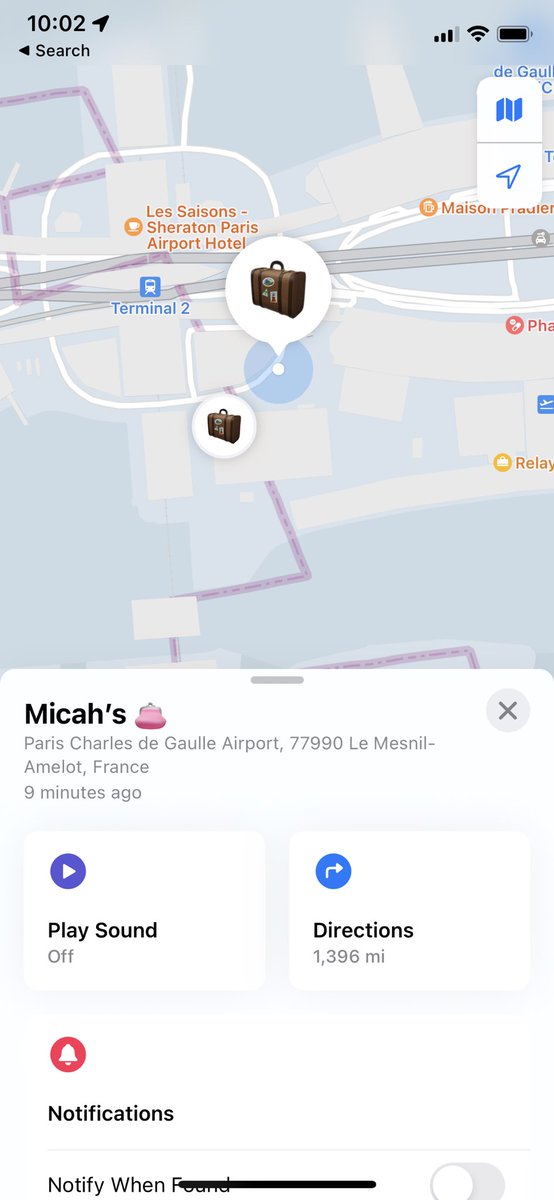 iTweetNYC's tweet photo. @airfrance my bag has been missing for SIX days. My wedding is tomorrow and you are doing nothing to find my bag. It’s sitting in T2 Paris Airport according to my AirTag. Please find this for my wedding! https://t.co/gOSXGFqPoy