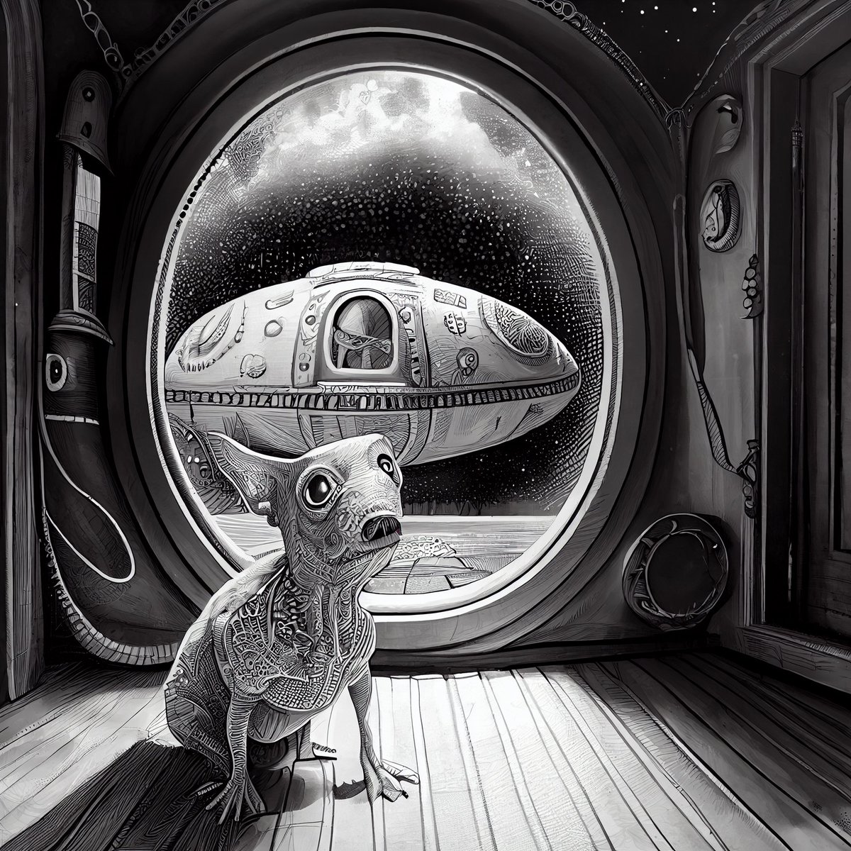 GraysonEverlye's tweet photo. #art #artistsontwitter  #AI  #Artists #artistsoninstagram  #cute  #space #dog #alien #NASA https://t.co/PmhFbzcdfI