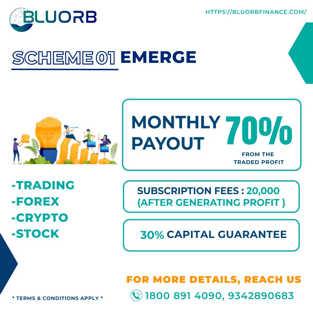 BluOrb3's tweet photo. Blu Orb | Portfolio Management Service Company in India.
Scheme1 - EMERGE
Monthly Payout: 70% (from Traded Profit)
To know more about Scheme 1 please call us: at +91 9342890683
Website: https://t.co/JSNnWkEqD0
#Bluorb #PMC #ROI #highprofit #investment #stocks #Crypto #forex https://t.co/vkQDO9BR32