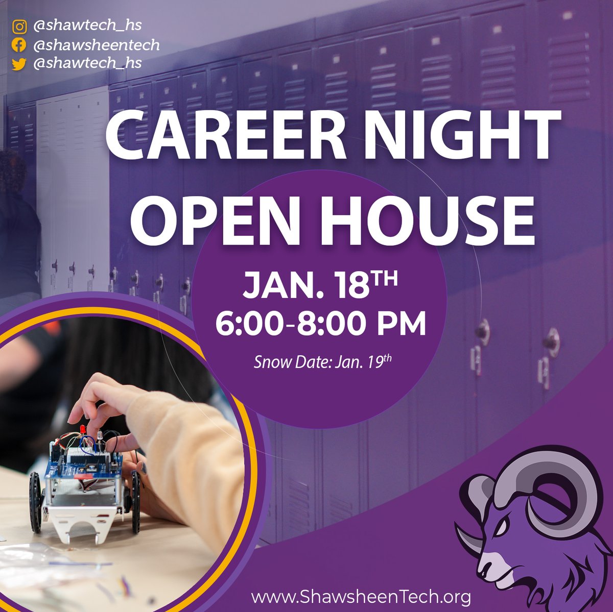 shawtech_hs's tweet image. TONIGHT: Join us from 6-8pm for our Career Night Open House! #ShawTechSuccess #CTE