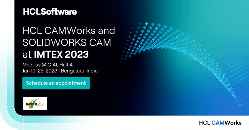 HCLSoftware's tweet photo. Visit us at #IMTEX 2023, booth C141, in Hall 4, to see a live demo of HCL CAMWorks 2023. Learn how integrated CAD/CAM and automation technologies will benefit your CNC machining operations.
➡️ Schedule an appointment https://t.co/Te5rjQfSec
#CAMWorks2023 #IMTEX2023 #CADCAM