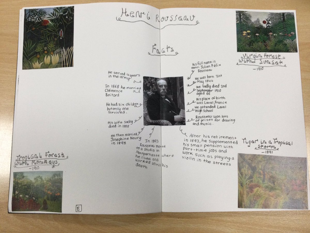 HBJSCH63's tweet photo. In 6TW we have started our art journey by creating an artist study on Henri Rousseau.#HBJSArt #HBJS6TW https://t.co/A1XIoJpxXs