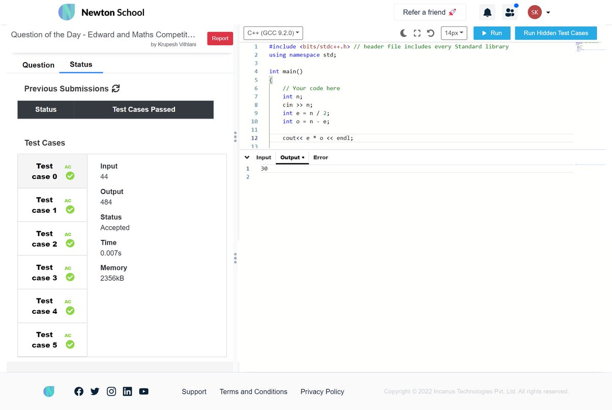 KnvsSai's tweet image. Today I have solved question_title using #language_used
#Day3 of #30daysofcode @everydaycoders
#community #coding #programming #competitiveprogramming #codingchallenge #dsa #bubbleupcommunity #codedu
