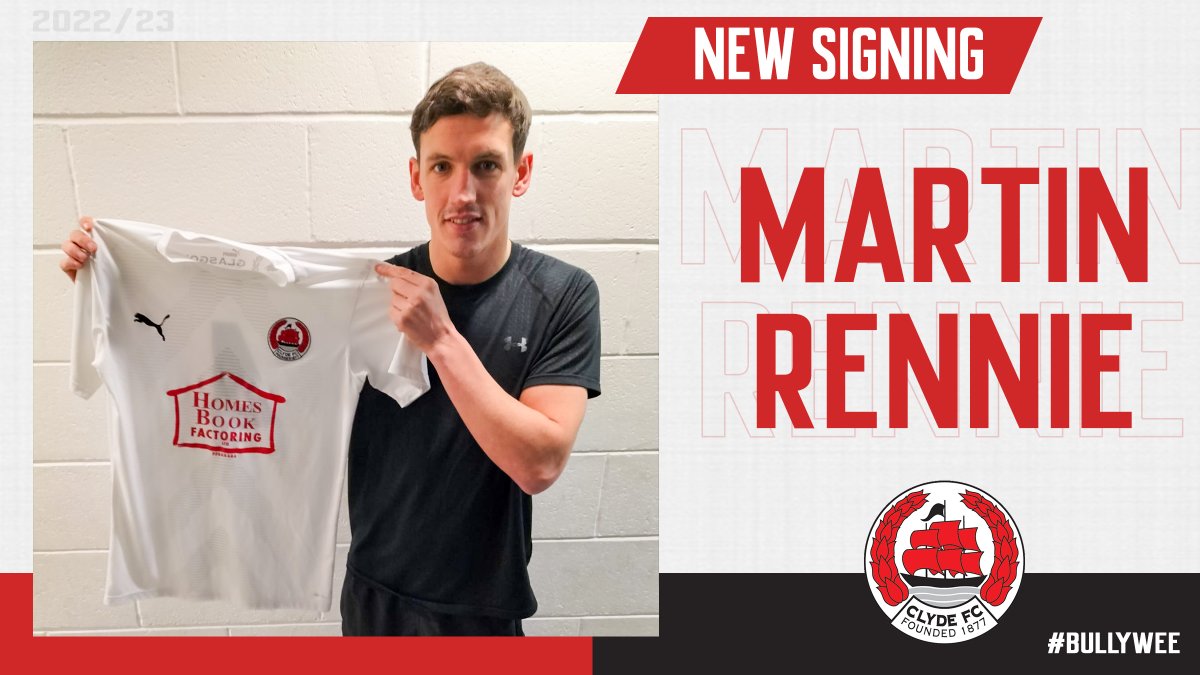 ClydeFC's tweet photo. 📝 We are please to announce the signing of forward Martin Rennie 

The 28 year old signs for the club following the expiry of his deal at Montrose where he spent 5 years

Full Story ➡️ https://t.co/CyFZEMqsZ1 https://t.co/mDoJK5DySv