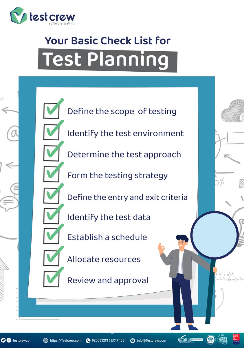 TestCrewCo's tweet photo. Are you bringing new software to the market? Make sure you're leaving nothing to chance with this checklist for software testing planning.
#TestCrew
#We_Provide_Confidence
#testing #softwaretesting #linkedinlearning #successtips https://t.co/3crDmqPMpw