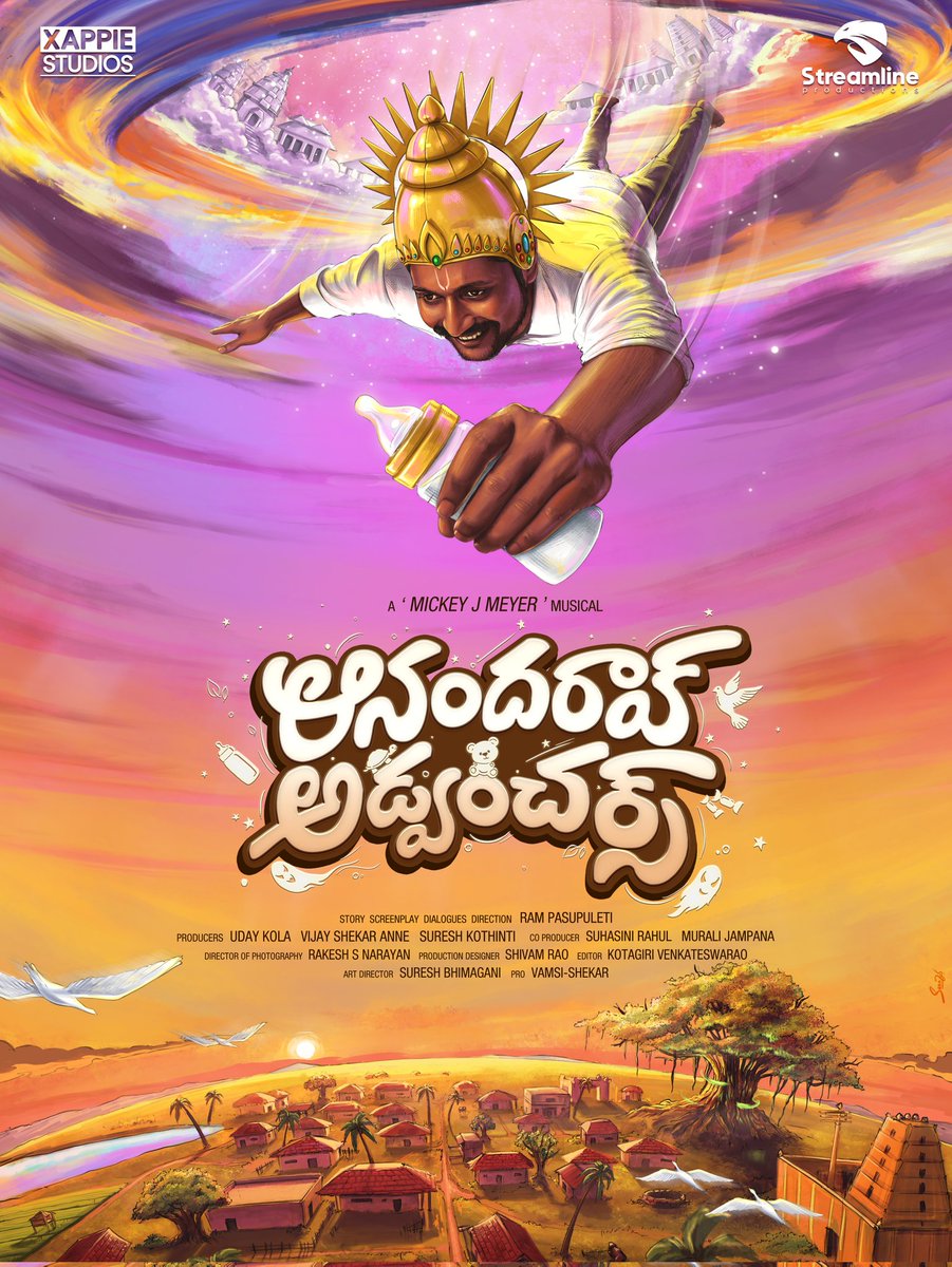 Xappie Studios (@xappiestudios) on Twitter photo And the Adventure begins in style ✌️
Here’s the Title & First Look of <a href="/XappieStudios/">Xappie Studios</a> Prod No-4 : #AnandaraoAdventures ❤️🔥
⭐ing <a href="/ActorSuhas/">Suhas 📸</a>
Directed by #RamPasupuleti
A <a href="/MickeyJMeyer/">Mickey J Meyer</a> Musical 🎶
Produced by UdayKola, VijayShekhar, Suresh Kothinti
#StreamlineProductions And the Adventure begins in style ✌️
Here’s the Title & First Look of <a href="/XappieStudios/">Xappie Studios</a> Prod No-4 : #AnandaraoAdventures ❤️🔥
⭐ing <a href="/ActorSuhas/">Suhas 📸</a>
Directed by #RamPasupuleti
A <a href="/MickeyJMeyer/">Mickey J Meyer</a> Musical 🎶
Produced by UdayKola, VijayShekhar, Suresh Kothinti
#StreamlineProductions