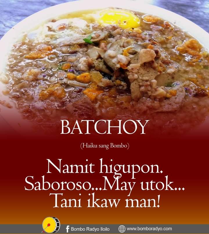 EggTarTisYummy's tweet image. Bato bato sa langit ang tamaan huwag magalit 😂

Masarap higupin 
Malasa 
May Utak 
Sana ikaw rin 

😂😂😂

#BATCHOY"
(Haiku sang Bombo)

#BomboRadyoIloilo

Text: Bombo Ian Gajete