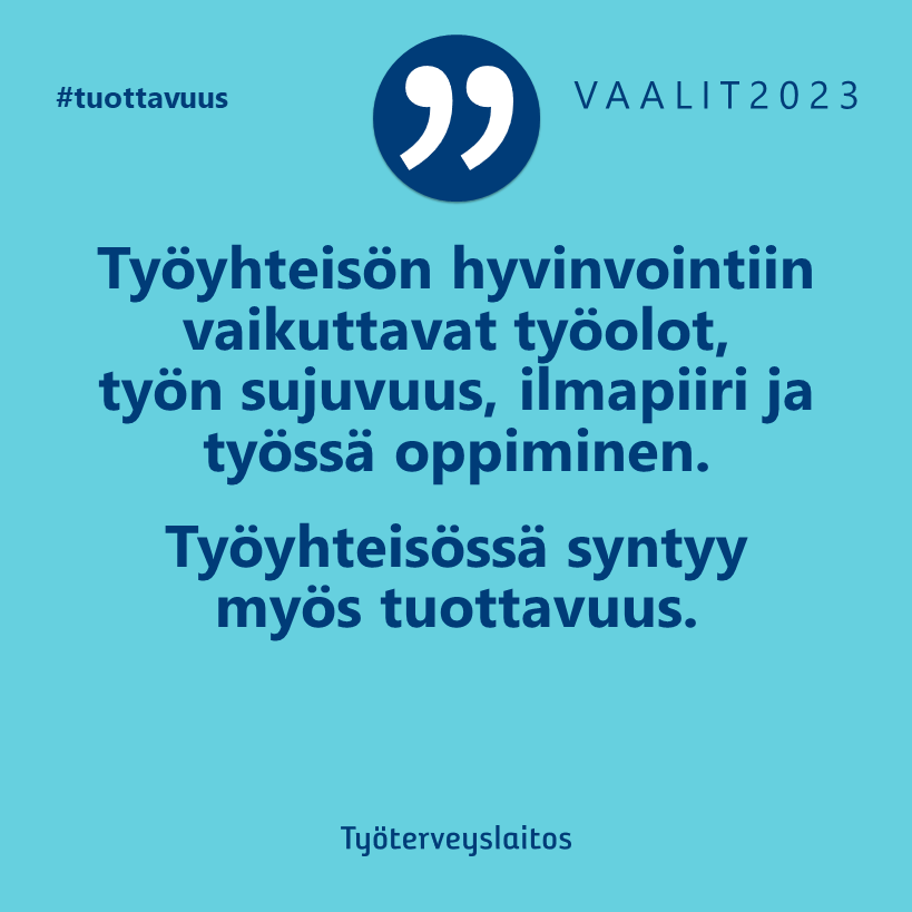 Nyt tarvitaan määrätietoista työelämän kehittämistä. Työhyvinvointi ja tuottavuus saadaan nousuun keskittymällä näihin:
🔹 Vuorovaikutus
🔹 Resilienssi
🔹 Yhteisöllisyys
🔹 Osaaminen

ttl.fi/ajankohtaista/… #vaalit2023 #tuottavuus #työelämä