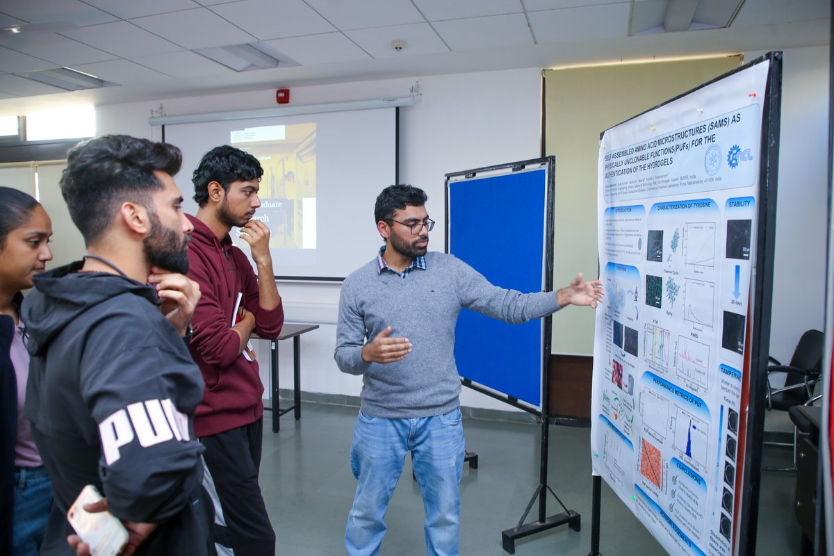 iitgn's tweet photo. Last week, a large number of IITGN's postgraduate students received a forum to communicate their #research work in the form of posters. @iitgn's second-year #MA, #MSc and #MTech students were invited to showcase their research on the projects that have worked on. https://t.co/2IQq1ntYUX