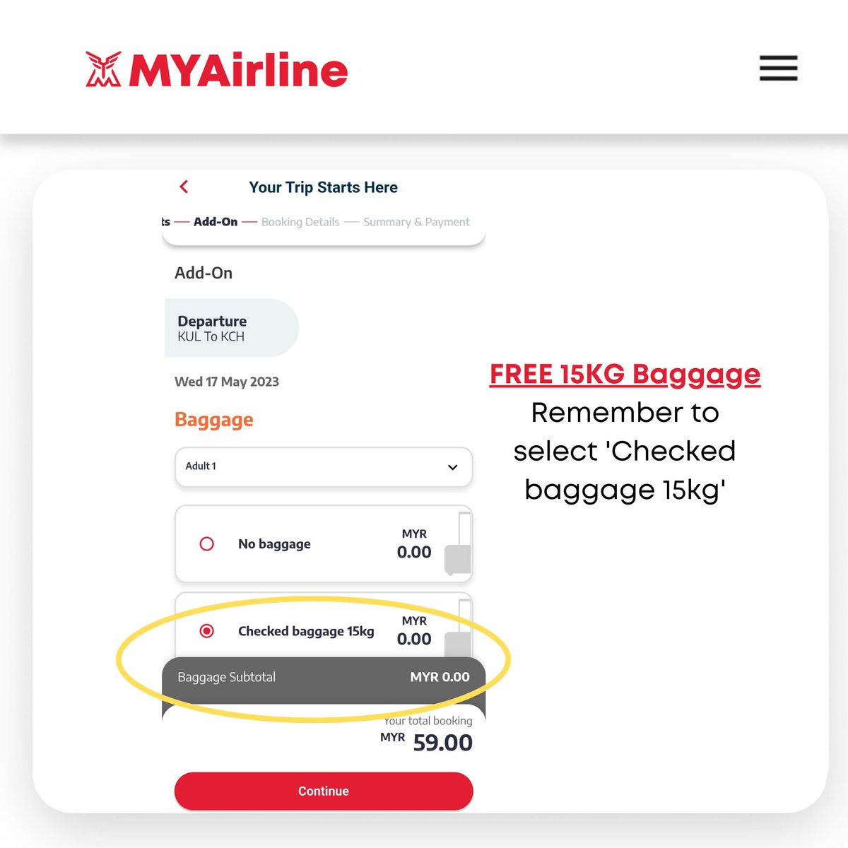 FlyMyAirline's tweet photo. Have you heard? #Sawarak Super Sale is ON! And to sweeten the deal, we are giving away ❗FREE 15kg baggage and ❗FREE seat selection (from row 15 onwards).
Offer ends 19 Jan 2023 so book now! 🔗https://t.co/RyycsSkH2z https://t.co/O6iFEgSwbX
