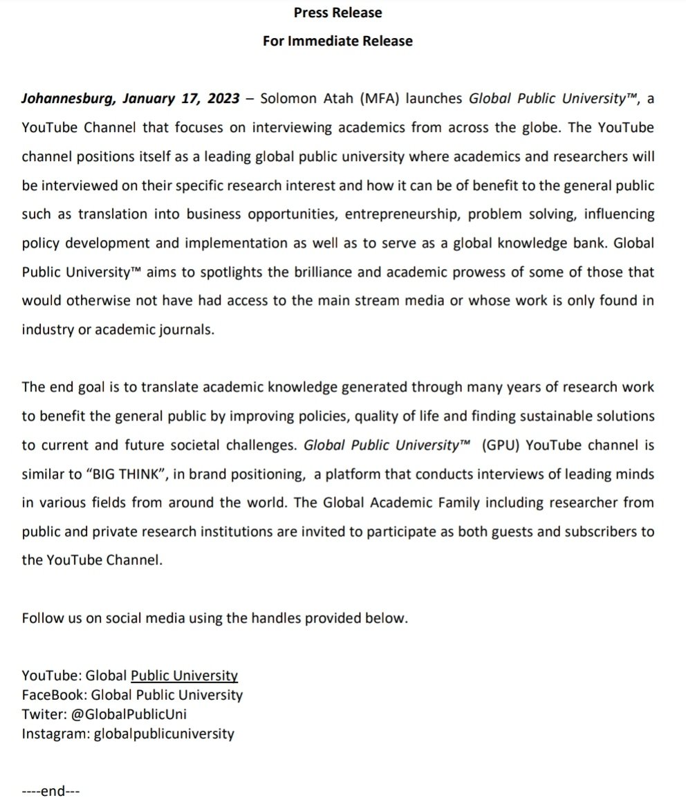 GlobalPublicUni's tweet photo. It's official

Welcome to Global Public University

#AcademicTwitter
#Academia
#Knowledge
#KnowledgeBank
#Students
#Learning
#Research https://t.co/qJBg8zuM2V
