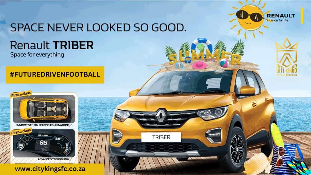 CityKingsFC's tweet photo. Perfect combo of comfort and space with the Renault Triber.  Renault SA and City Kings F. C teaming up for all Football families as we sow into the next generation of young South African Footballers.  CONTACT CITY KINGS F. C TODAY for your EXCLUSIVE RENAULT Deal. ⭐ https://t.co/fgPVV4lfcb