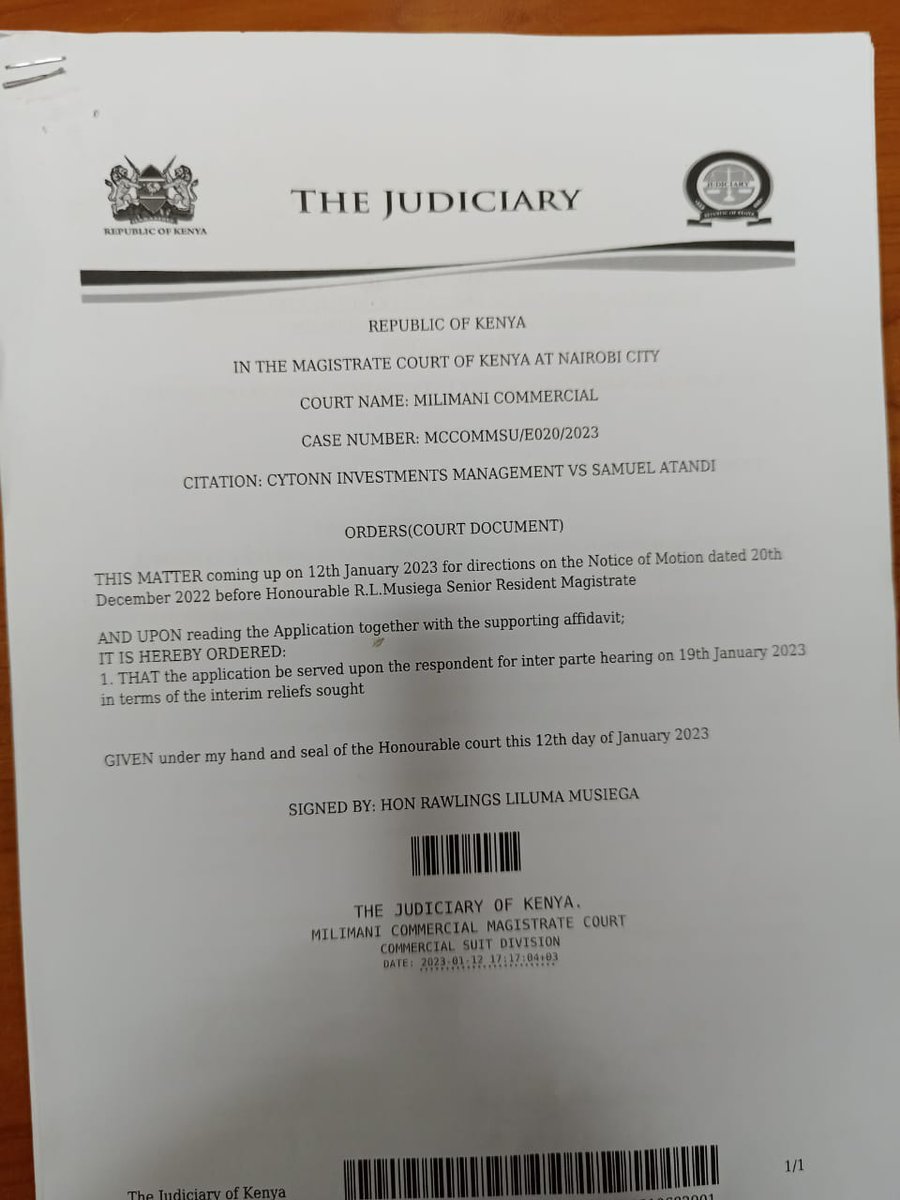 SamuelAtandi's tweet photo. The fraudulent @CytonnInvest which was recently liquidated by High Court to recover investments owed to more than 4 000 investors has taken me to court  ostensibly to stop me from pursuing a public petition I presented in @NAssemblyKE on behalf of investors seeking justice . https://t.co/TrBo0hP5Dz