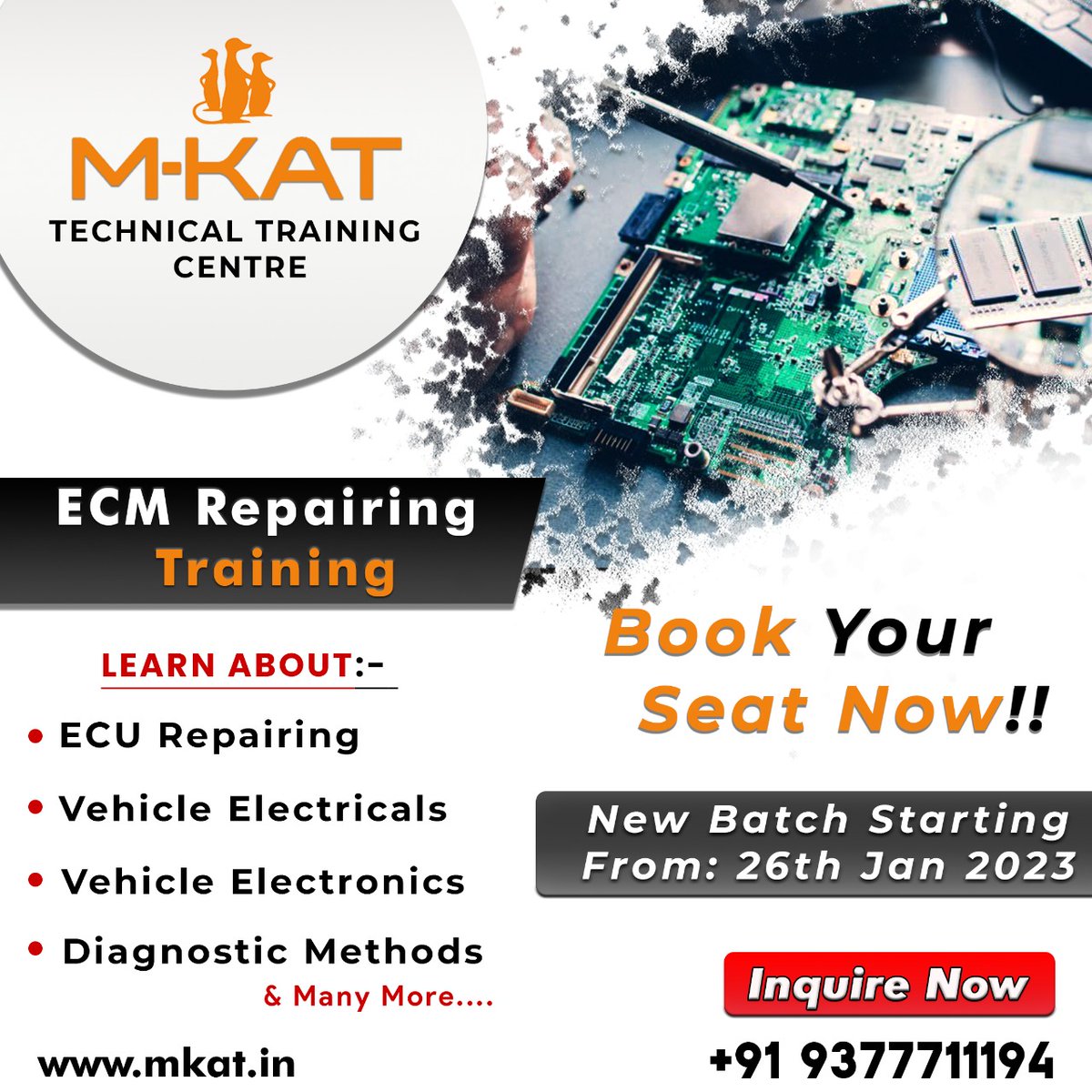 launchindia1's tweet photo. "Learn the latest techniques and technology in ECM repair at our Ahmedabad M-KAT training centre. Starting January 26th, our experienced instructors will guide you through hands-on training in a professional and practical environment." (1/2)
#ecmrepairing #ecm #ecurepairing https://t.co/iMcQkO9LwX