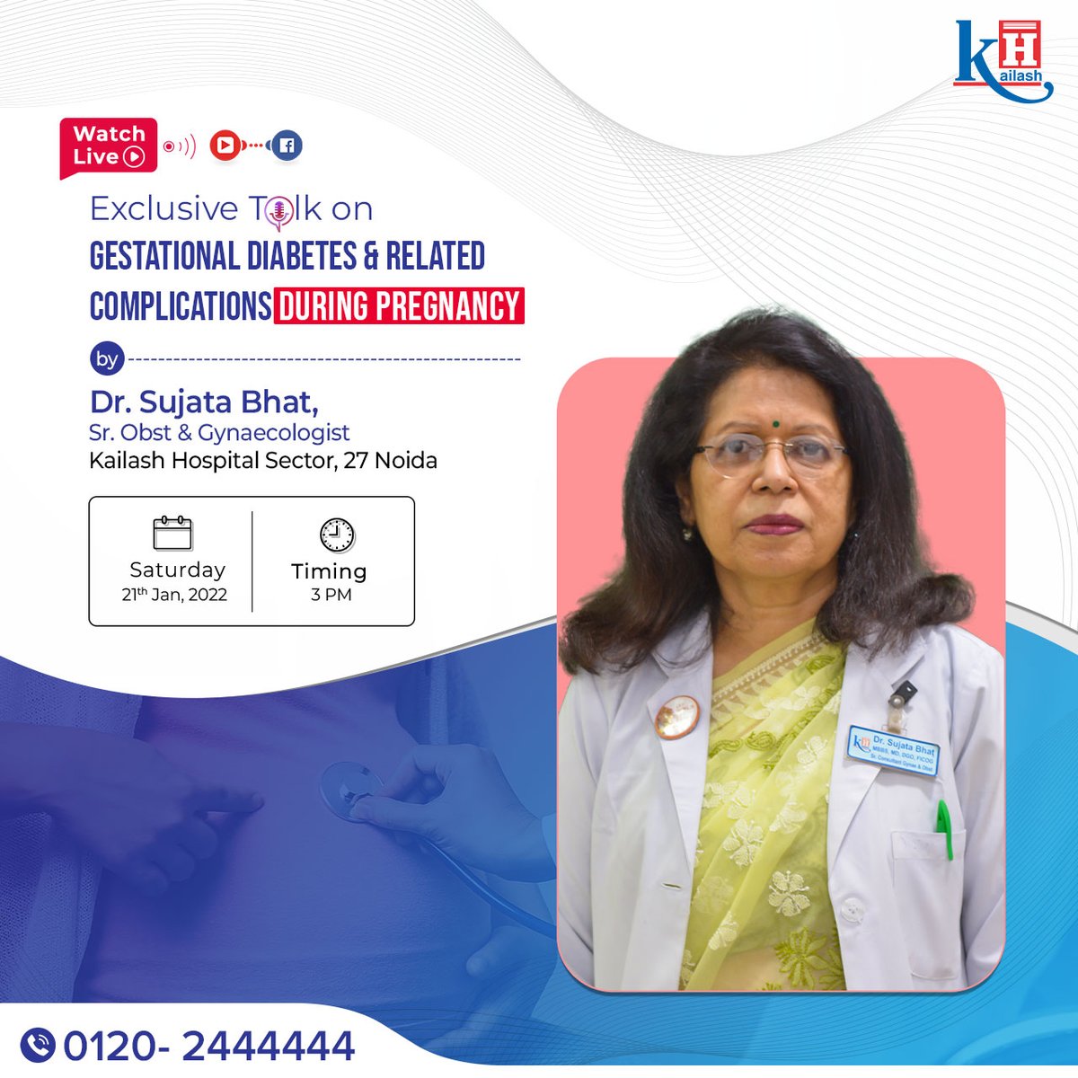 Watch Live on Facebook and Youtube:

Exclusive Talk on 'Gestational Diabetes & Related Complications' by Sr. Obst & Gynaecologist Dr. Sujata Bhat 

Date: 21st January 2023

#gestationaldiabetes #Diabetes #diabetesmanagement #highbloodsugar #highbp #diabetestype2 #Pregnancy