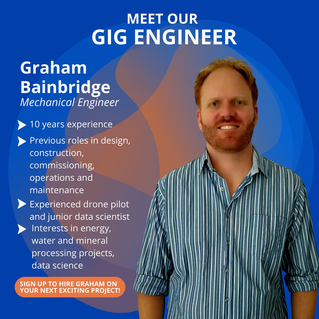 GigEngineer's tweet photo. Meet our Gig Engineer, Graham Bainbridge.
Sign up to hire Graham on your next exciting engineering project!
#GigEngineer #futureofwork #remote #engineer #engineering #technology #construction #chemeng #chemicalengineering #civilengineering #mechanicalengineering https://t.co/64Wu6UvBmn