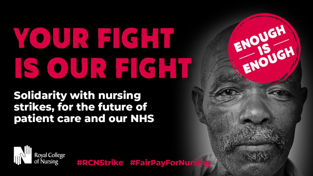 Once again, in the face of political inaction, the nursing profession is forced to take to picket lines to protect patient safety and your NHS.

Your support keeps us going.

RT to show your solidarity.

#RCNStrike #FairPayForNursing #SafeStaffingSavesLives #NursesStrike
