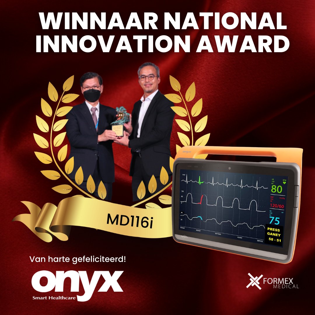 FormexMedical's tweet image. Met trots maken we bekend dat de Onyx MD116i de "Enterprise Innovation Award" heeft gewonnen. Deze robuuste medische tablet beschikt onder andere over twee verwisselbare batterijen, kan twee smartcards tegelijk lezen en is speciaal ontworpen voor gebruik in extreme omgevingen.