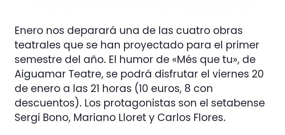 pepapipo79's tweet photo. Els principals mitjans d comunicació es fan ressò d l'actuació d'aquest divendres d' @aiguamarteatre a Xàtiva! 💪👏
Compra ja la teua entrada al següent enllaç https://t.co/ucXuXYCqe6! 🎟️ 🎭
@erxexo ja ho tens ahí! 😉💃
#Mésquetu #AiguamarTeatre #ensnanemdebolo #GranTeatreXàtiva https://t.co/jnAzDYaIch