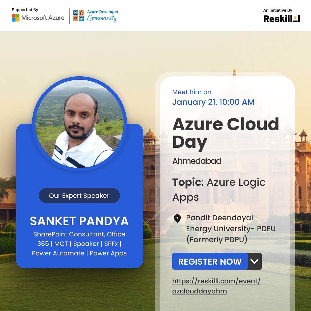 azdevahmedabad's tweet photo. Hey folks🙌🏻

Azure allows us to reach the full potential of cloud computing! 
Join us in Ahmedabad for the forthcoming Azure Cloud Day to learn to learn about the newest Azure technologies.

Register Now:- https://t.co/Odug79FkNI

#AzureCloudDay #Ahmedabad #CloudComputing #Azure" https://t.co/eGBLNPgL4i