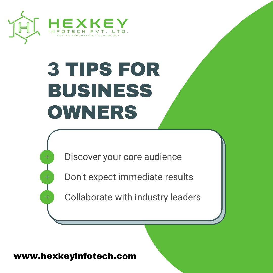 HexkeyInfotech's tweet photo. 3 Tips for Small Business Owners · 1. Discover your core audience. 2. Don't expect immediate results 3. Collaborate with industry leaders· For FREE CONSULTING! Call:-+91-0172-4119920  Visit to know more:- https://t.co/rfaywZa5Pg

#hexkeyinfotech
#3TIPS #growyourbusiness https://t.co/SNVfbhZb22