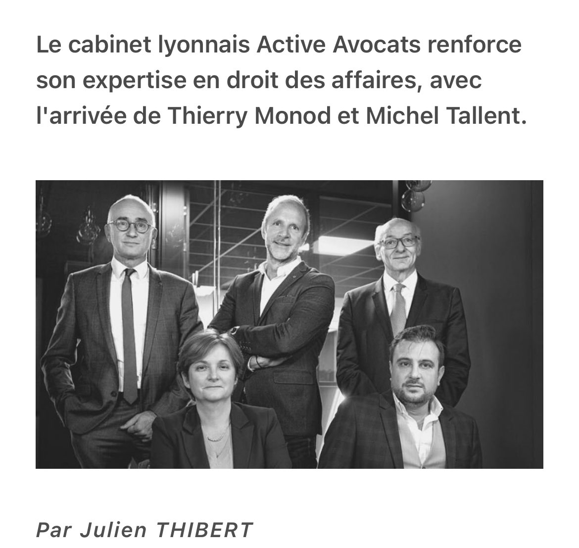 vdurand69's tweet photo. Très heureux de l’arrivée chez Active-Avocats du Cabinet Monod-Tallent  @ThibertJulien @ToutLyon @Avocatslyon #avocats #Lyon https://t.co/stz1lbtwp1 https://t.co/XwKR7juwFQ