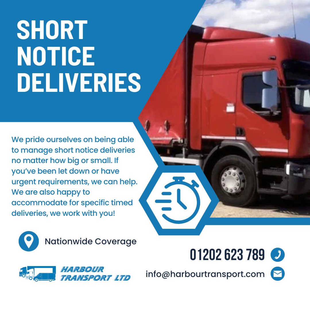 Harbourtltd's tweet photo. Where do you want it? When do you need it there?🚚 We’ve got you covered at Harbour 👏 
-
-
-
#haulage #dorsetbusiness #smallbusiness #transport #logistics #dorset #delivery #lastminute #shortnotice #reliable #nationaldelivery #nationwide #courier #poole #bournemouth #hgv #truck https://t.co/yi0ZsuYF73