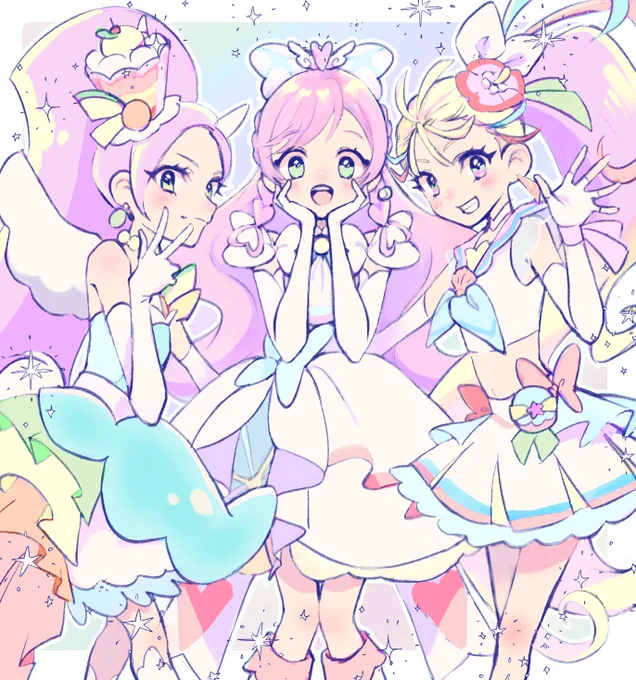 三人並ぶとカラフルでかわいい 