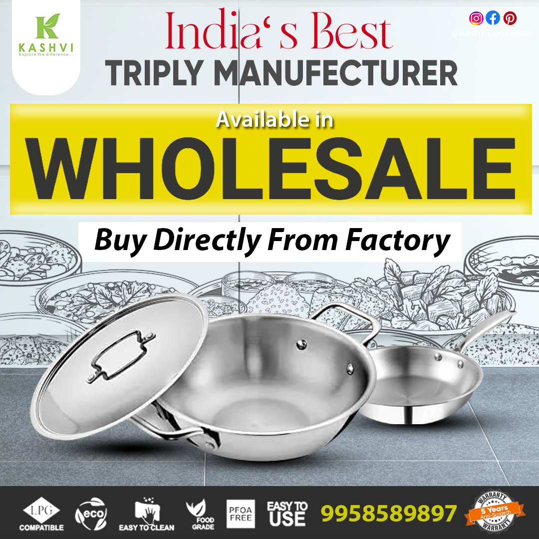 SinghlaSahil's tweet image. Kashvi is India&apos;s best Triply cookware manufacturer. For more information and  bulk order 9958589897
#kashvicookware #cookwarecollection #triplycookware #cookwareset #wholesalers