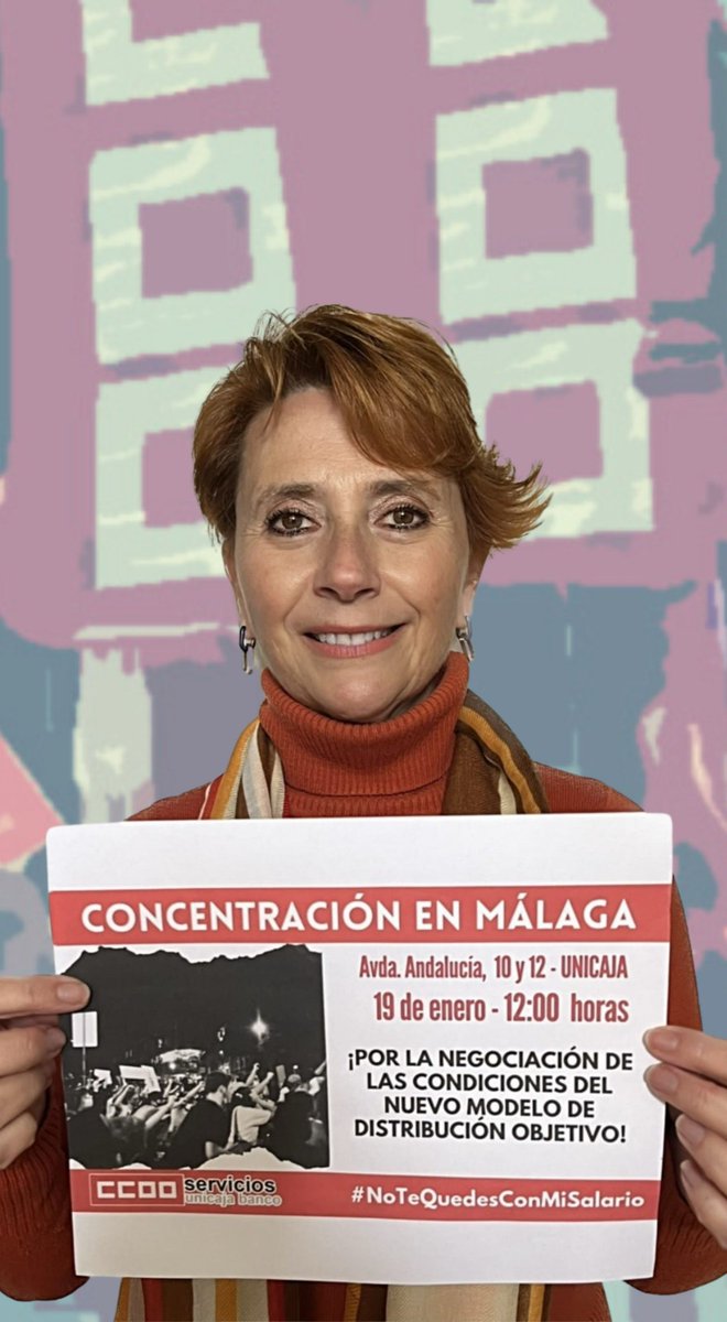 🔊Mañana jueves, CCOO se moviliza en Málaga para exigir a <a href="/UnicajaBanco/">Unicaja</a> que negocie las condiciones laborales de los puestos creados por el Modelo de Distribución Objetivo.
#NoTeQuedesMiSalario
<a href="/serviciosccoo/">Servicios CCOO</a> <a href="/ivicenteh/">Iñigo Vicente</a>