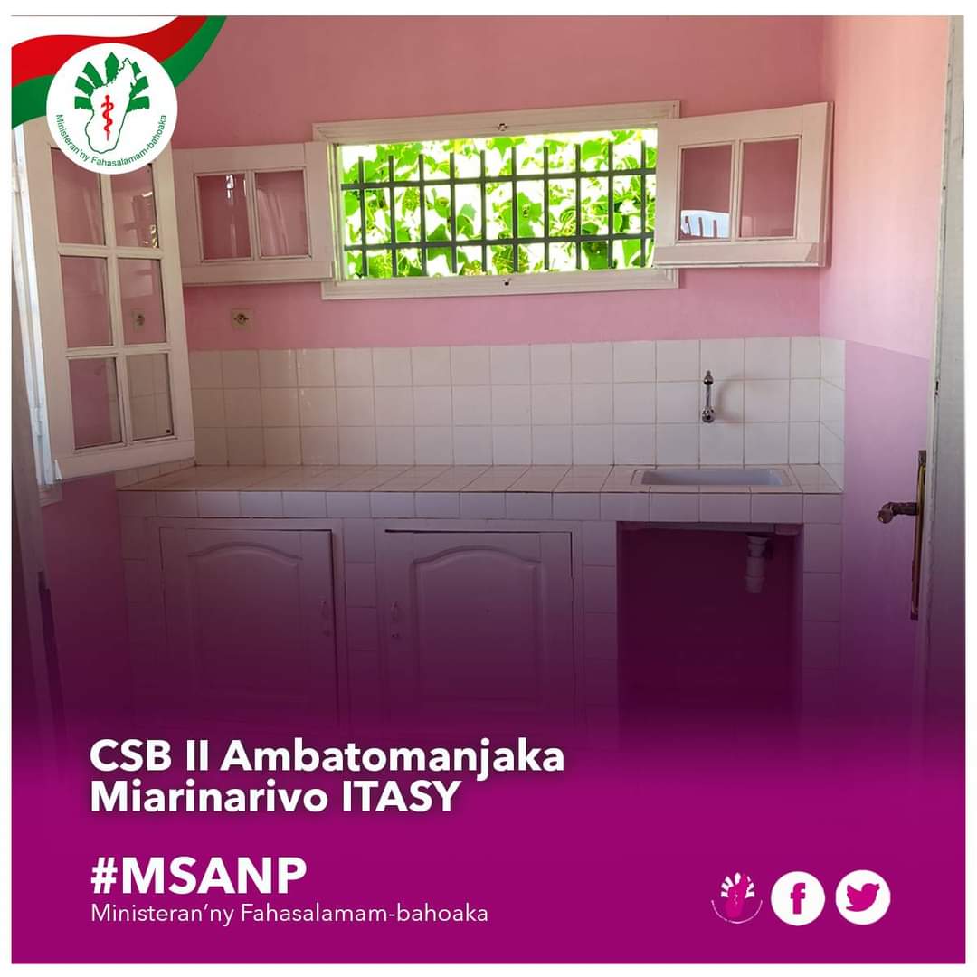 Msanp_Mada's tweet photo. Velirano 5.2: Amélioration des offres de soins

Le CSB II Ambatomanjaka, Miarinarivo ITASY ainsi que les logements du personnel sur le lieu ont été rénovés et améliorés.
La salle "Maman Kangourou" a également été inaugurée. 
#Santé_pour_Tous
#Msanp
#Velirano5 https://t.co/CVqIKPx6Hk