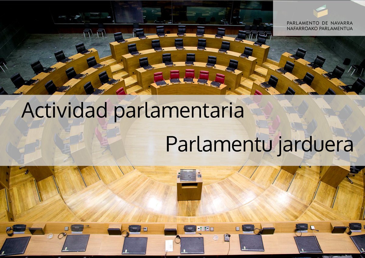 🗓️Miércoles, 18 de enero

🕤09:15 Comisión de Economía y Hacienda

🕒15:15 Comisión de Presidencia, Igualdad, Función Pública e Interior

🕒15:15 Comisión de Políticas Migratorias y Justicia

📝parlamentodenavarra.es/es/actividad-p…

🔴parlamentodenavarra.es