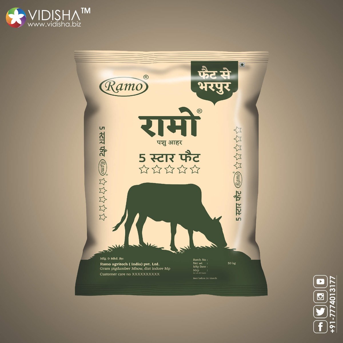 Cattle feed packaging design by VIDISHA™
#animalfeed #agriculture #agriculturelife #animalfeedpackaging #cattlefeed #bagpacking #agricultureproducts #packagingdesign #brandconsultant #branding #brandingdesign 
#vidisha #vidishabiz  #ramo #ramoagro 
vidisha.biz/portfolio/