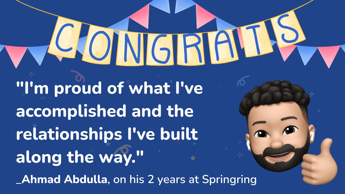 MySpringring's tweet image. He's come a long way from intern to an important member of the Springring Owls 🦉
Congrats @ahmedhsn96 on 2 Years at Springring! 💙
.
#Anniversary #EmployeeMilestone #Springring #Edtech