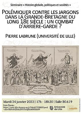 CECILLE_ULille's tweet image. [SEM] 24.01.23 / 17:00 / B0.619 + Zoom
@PierreLabrune (@CECILLE_ULille) Polémiquer contre les jargons dans la GB du long 18e siècle : un combat d’arrière-garde ?
Org. Vanessa Alayrac-Fielding pour le séminaire "Histoire globale, politiques et sociétés"
cecille.univ-lille.fr/detail-event/s…