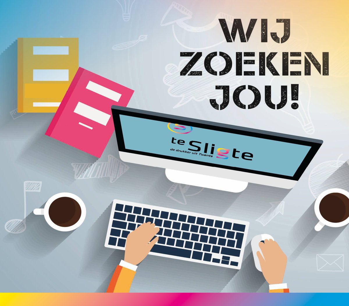 tesligte1's tweet photo. Gezocht: een stagiaire! Wil je alles weten over dtp &amp; drukwerk? Vanaf februari is er weer een leerzame plek vrij op onze studio DTP. 
#stage #dtp #drukwerk #ontwerp #stagiaire
#drukkerij #tesligte #enschede #100jaar #hofleverancier https://t.co/twoE6oNefM