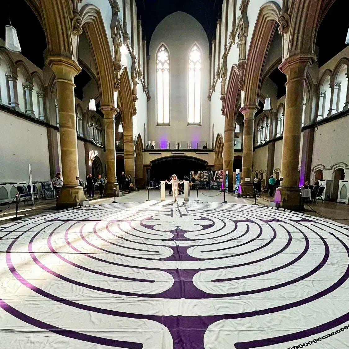 TheMonasteryMcr's tweet photo. Walking the #labyrinth in the Great Nave whilst taking a #lightbath is said to be quite the experience. Try it for yourself! Our next Healing Day is this Sunday, Jan 22nd. Free entry & parking. Program π #healing #meditation #SpiritualSunday #manchester https://t.co/i5YbCkeKqt