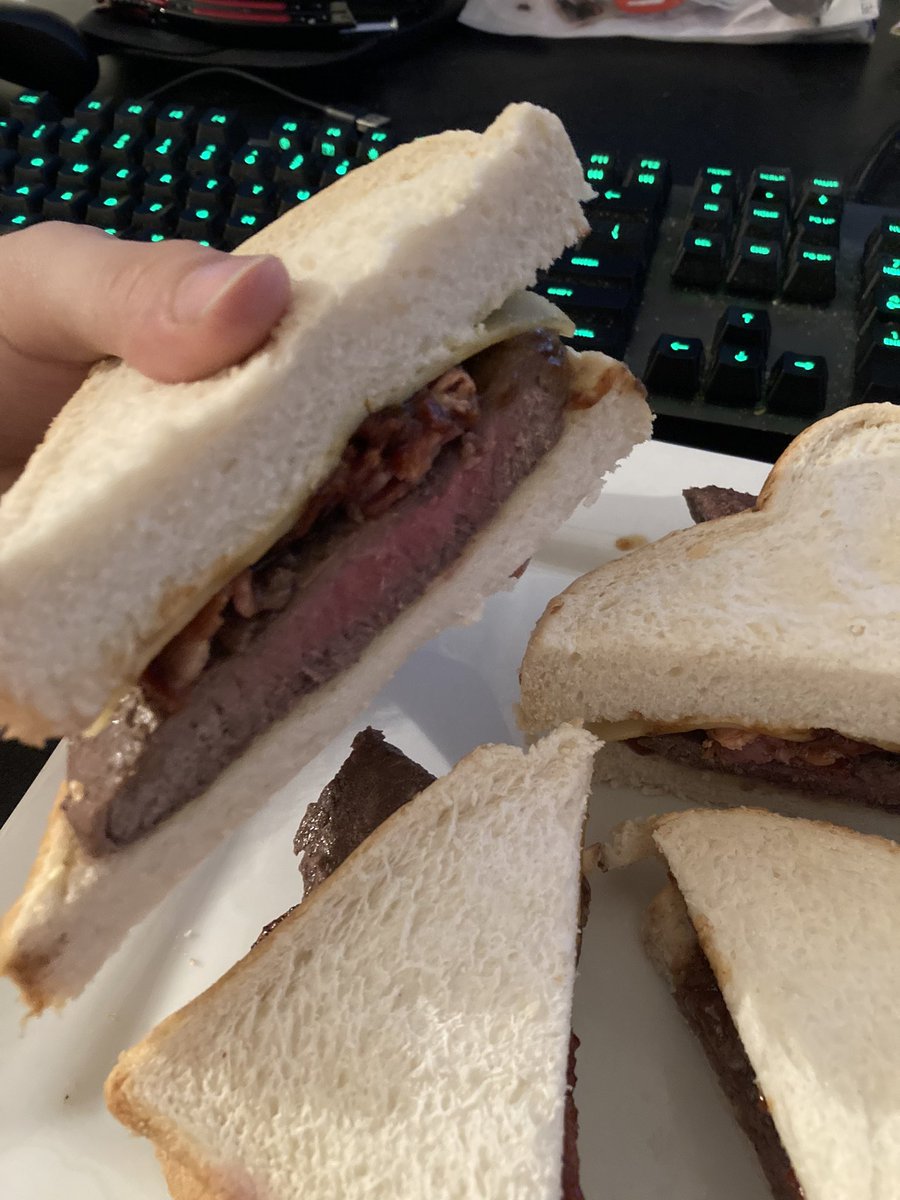 I’m hardly a food Twitter account but I found these thicc AF steaks in my freezer and made some big ass sandwiches with them