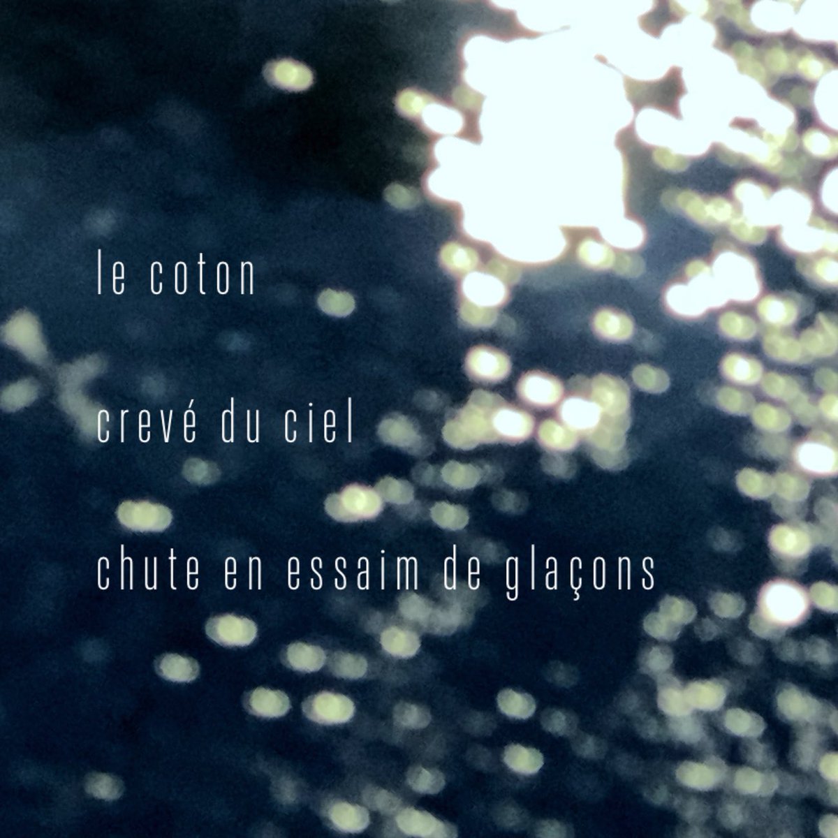 …

 le coton

 crevé du ciel

 chute en essaim de glaçons

…

FC