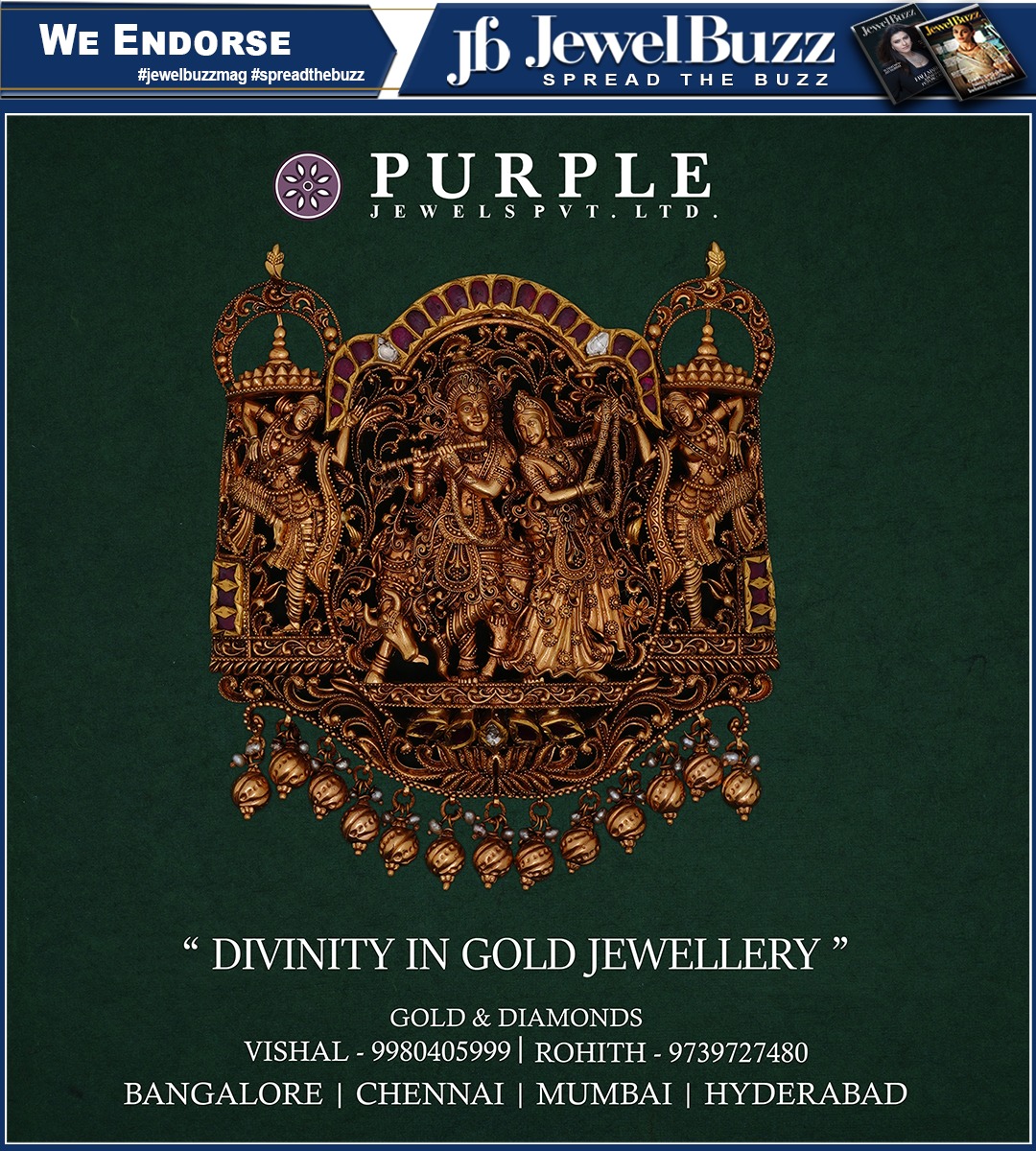 Purple Jewel Pvt. Ltd. - 'Divinity In Gold Jewellery'

#purplejewels #jewelbuzzmagazine #jewelbuzzmag #spreadthebuzz #jewelmagazine #gold #silver #gemstone #platinum #diamond #jewelry #jewelleryevent #jewellery #jewelryindustry #india #bengaluru #post #trending #trend #viral