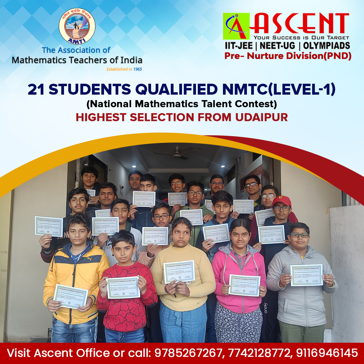 ArthDiagnostics's tweet photo. Congratulations 🥳 to our 21 NMTC Champions🏆 for achieving the highest selection in town for Ascent Career Point! Your hard work and dedication have paid off, and we are proud of your success📈. Here's to a bright and successful future🎯
#NMTC #nationalmathtalentcontast #udaipur https://t.co/1YA4s11rNO