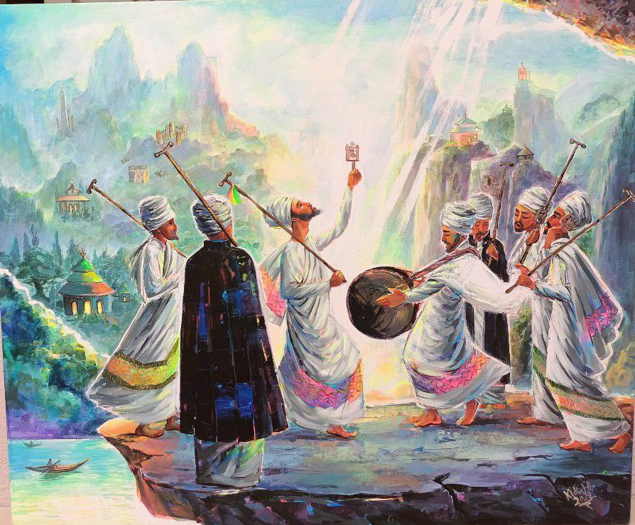 Exoticethiopian's tweet photo. To all fellow Ethiopian and Eritrean Christian families: May the Epiphany remind us of the good news of Christ!
The splendid painting is done by @KidistGebregio1! For more beautiful  works, please contact her!
#Epiphany #Timiket #orthodox #contemporarypainting #HappyHolidays https://t.co/yxakyRC3el